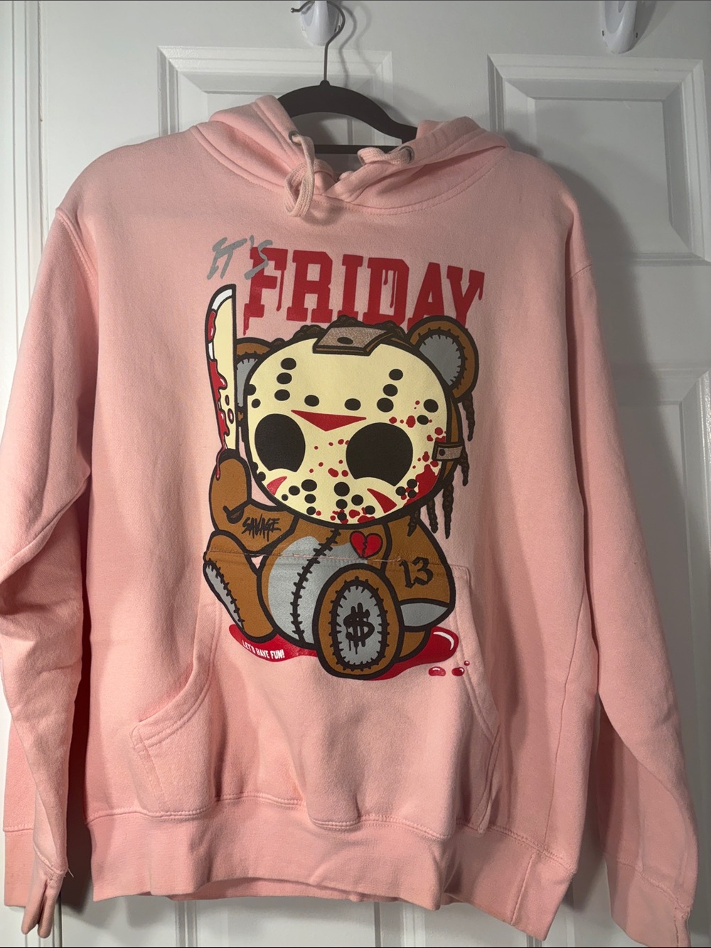 Kids Pink "Friday" Graphic Hoodie Pajamas Top